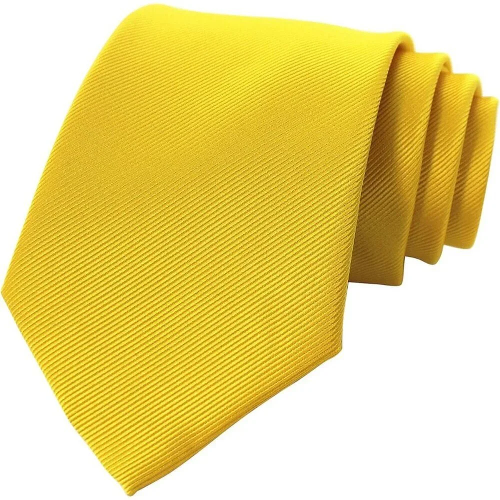 Men's Solid Color Tie Formal Necktie for Gift For Brother Father Yellow